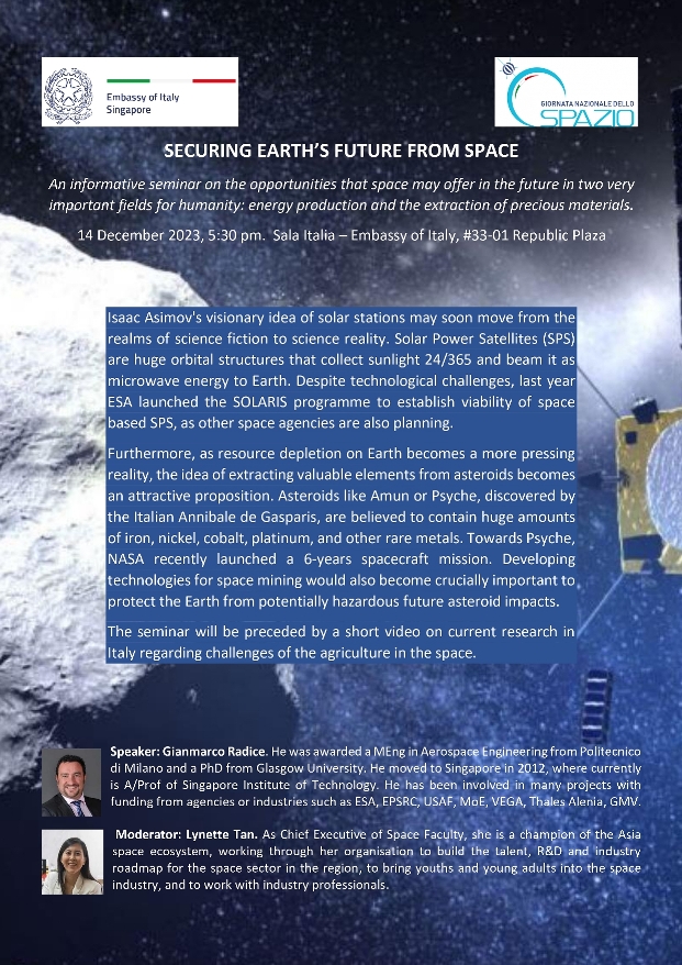 Ambasciata Italiana a Singapore per la Giornata Nazionale dello Spazio 3 ambasciata italia singapore spazio