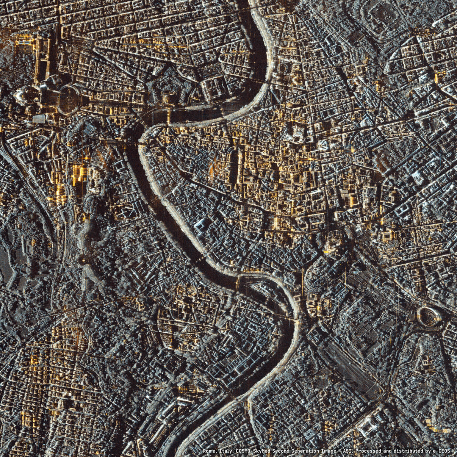 E-geos processa e distribuisce immagine di Roma, Italia. Immagine COSMO-SkyMed Seconda Generazione © ASI.