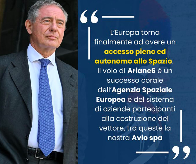 Ariane 6, ieri il lancio dallo spazioporto europeo di Kourou, nella Guyana francese: il commento del Ministro Urso 2 ariane 6 urso