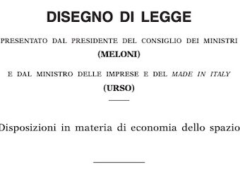 DDL Spazio - Disposizioni in materia di economia dello spazio